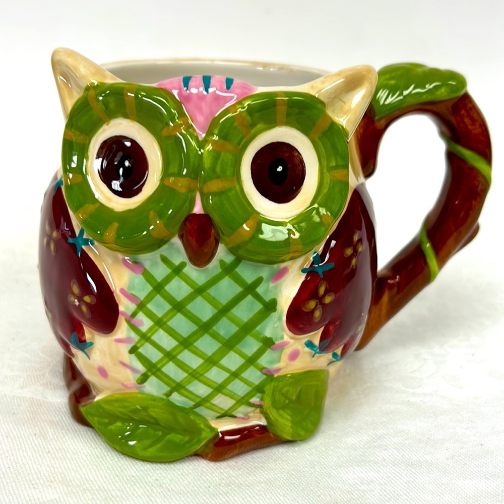 Pier 1 Imports “olli The Owl” hand painted ceramic owl mug